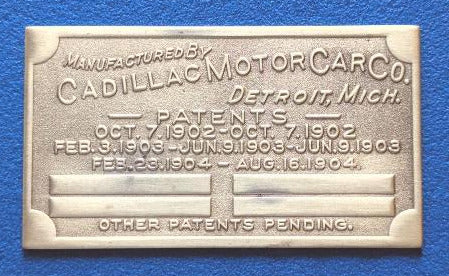 Cadillac Engine Patent Plate
