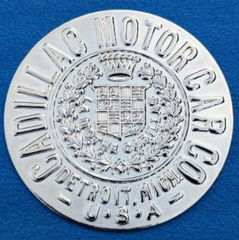 Cadillac Hubcap Inserts – thick - “Cadillac Motor Car” - Nickle Plated