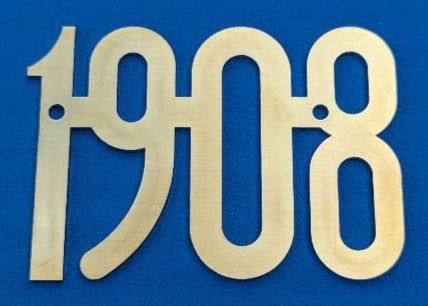 Brass Radiator Scripts 1908 Radiator Script – Brass – 2.25” | Brass Era Auto Parts